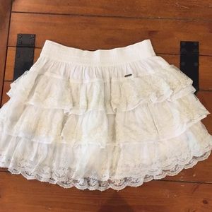 Hollister White Ruffle Skirt